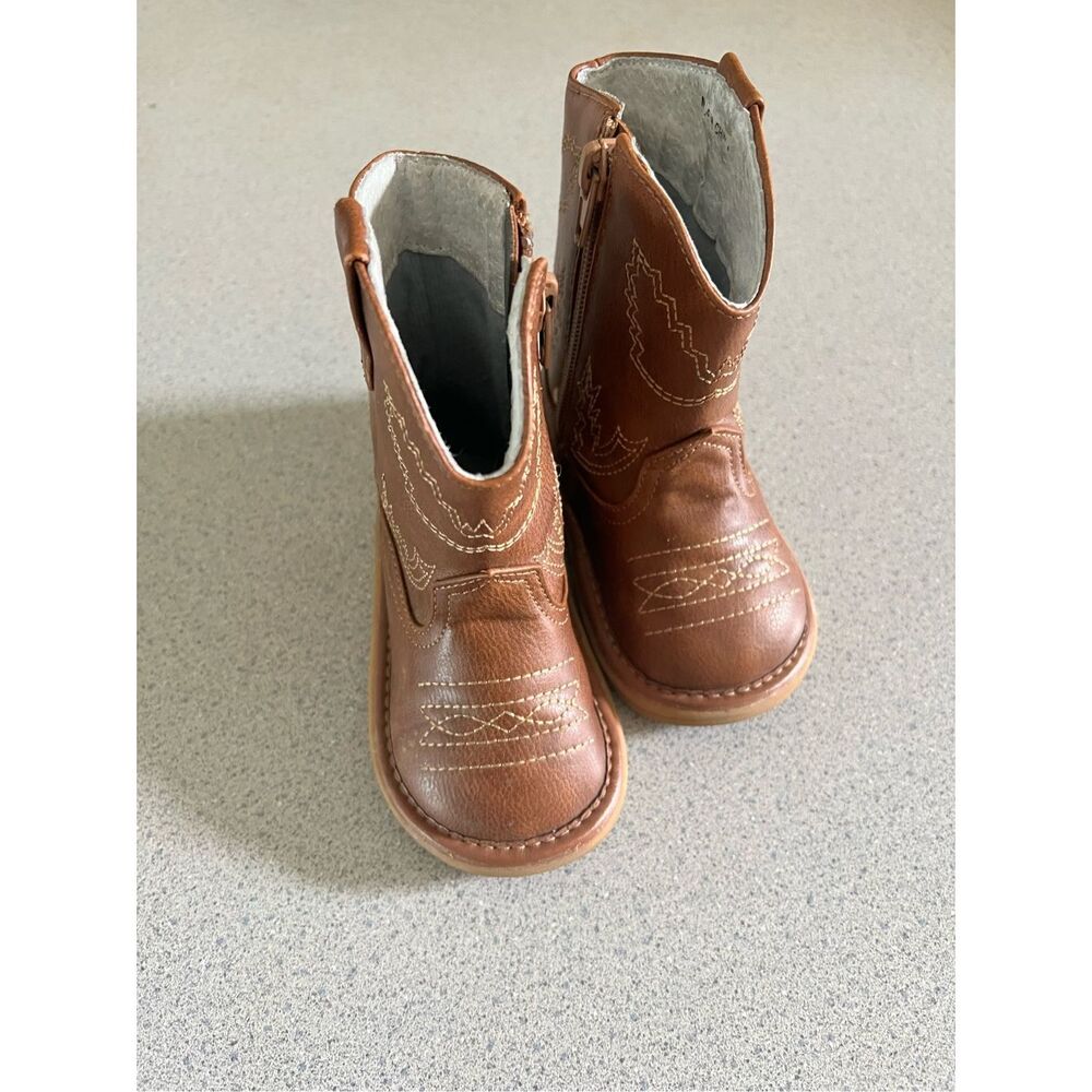 Wee Squeak Western Brown Toddler Squeaky Cowboy Boots 6 7 Boys Girls $42